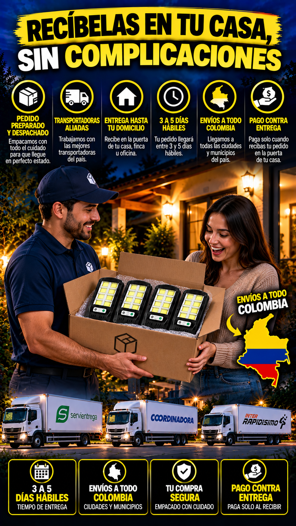 COMBO LAMPARA SOLAR ((PAGA 2 LLEVA 4)). MÁS LUZ, MÁS SEGURIDAD Y MENOS DEPENDENCIA DE LA RED.