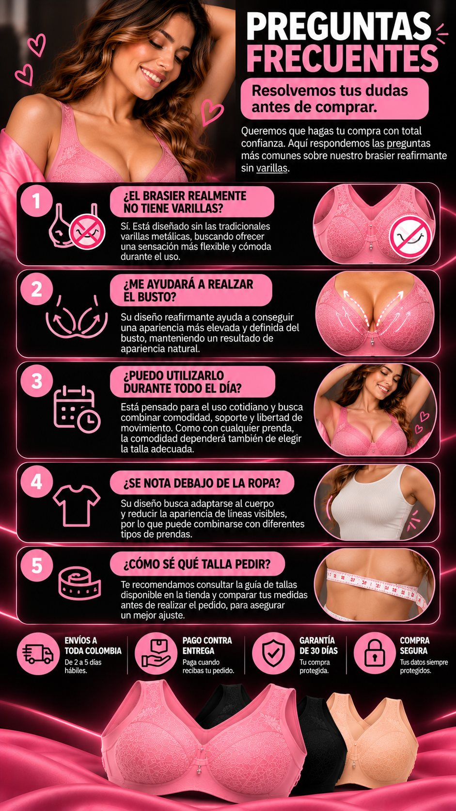 Realza tu figura sin varillas, sin molestias ; Brasier reafirmante PROMO 2X1